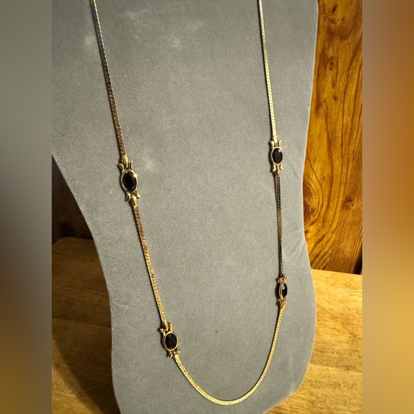 Monet Gold Tone and Black Chain Necklace - Picture 2 of 4
